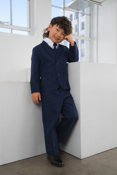 Toddlers Leo Linen Indigo Suit