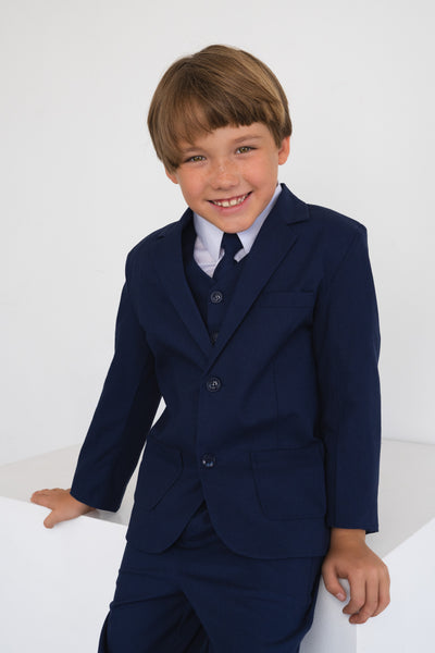 Boys Leo Linen Indigo Suit