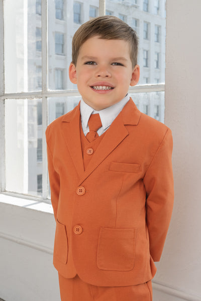 Toddler Boys Leo Linen 5-Piece Suit - Terracotta