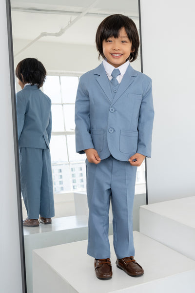 Toddler Boys Leo Linen 5-Piece Suit - Powder Blue