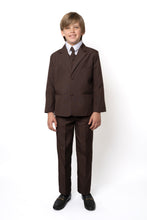 Boys Leo 5-Piece Suit - Dark Brown