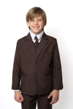 Boys Leo 5-Piece Suit - Dark Brown