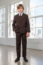 Boys Leo 5-Piece Suit - Dark Brown