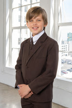 Boys Leo 5-Piece Suit - Dark Brown